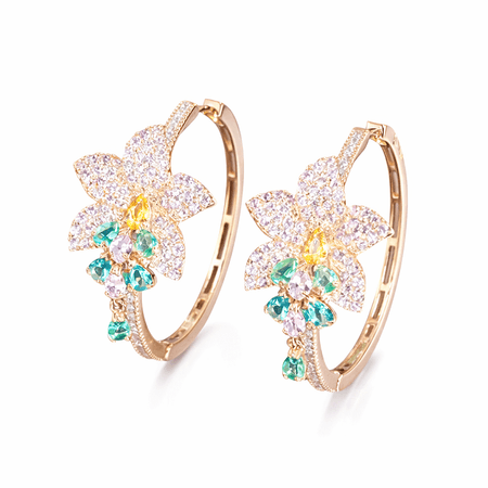 Bloom – eleganckie kolczyki z kolorowymi kamieniami w złotym kolorze | Chloe DIAMOND