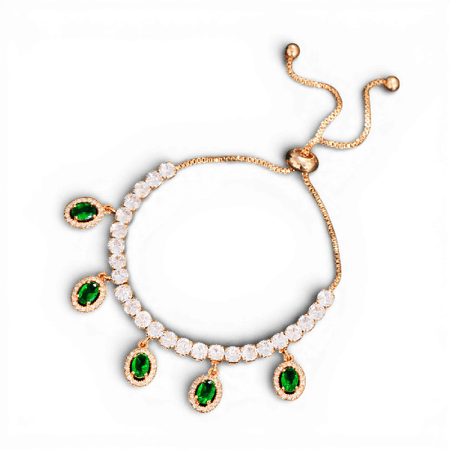 Verona – elegancka bransoletka z zielonymi i białymi kamieniami w złotym kolorze | Chloe DIAMOND