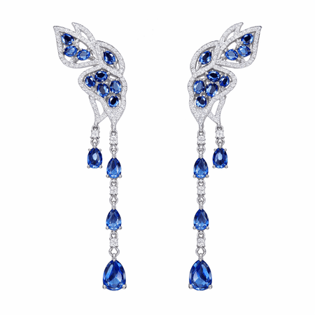 Azurea – efektowne kolczyki z niebieskimi i białymi kamieniami w srebrnym kolorze | Chloe DIAMOND