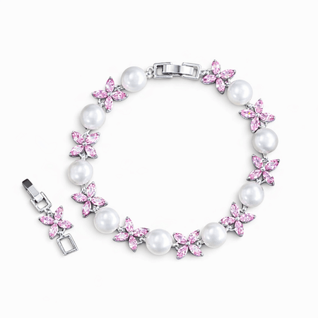 Natura – elegancka bransoletka z imitacją pereł i różowymi kamieniami | Chloe DIAMOND