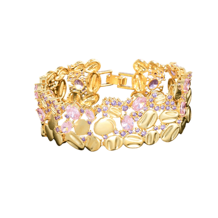 Aurora – efektowna bransoletka z różowymi i fioletowymi kamieniami w złotym kolorze | Chloe DIAMOND