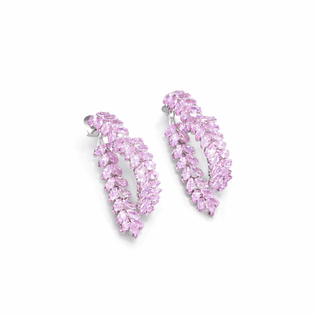Corina – eleganckie kolczyki z różowymi kamieniami w srebrnym kolorze | Chloe DIAMOND