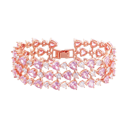 Rosé – elegancka bransoletka z różowymi i białymi kamieniami w złotym kolorze | Chloe DIAMOND