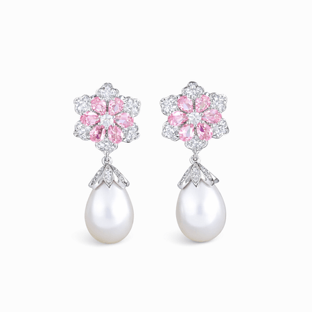 Pearla – eleganckie kolczyki z imitacją pereł i różowo-białymi kamieniami | Chloe DIAMOND