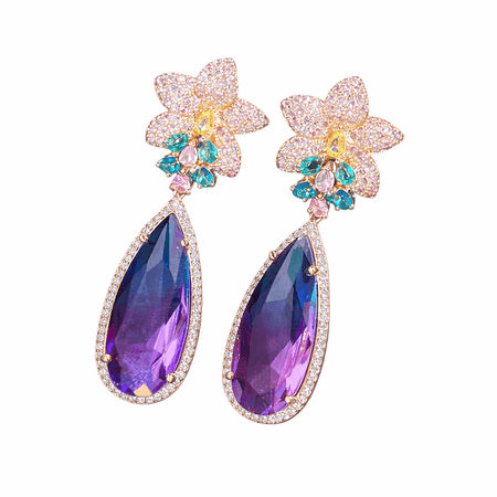 Floris – efektowne kolczyki z kolorowymi kamieniami w złotym kolorze | Chloe DIAMOND