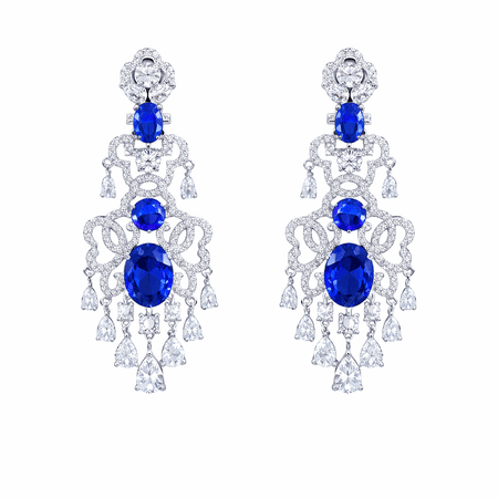 Imperiale – efektowne kolczyki z niebieskimi i białymi kamieniami w srebrnym kolorze | Chloe DIAMOND