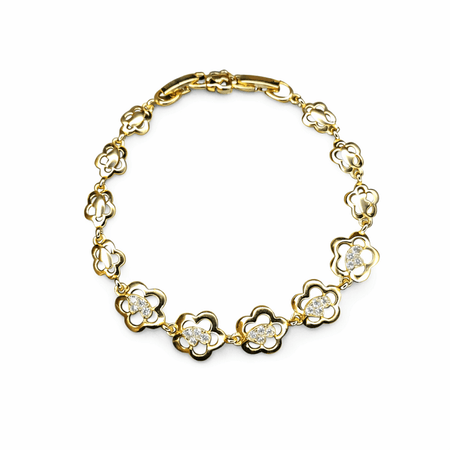 Floretta – złota bransoletka z motywem kwiatowym i białymi kamieniami | Chloe DIAMOND