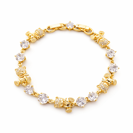 Teddyra – elegancka bransoletka z motywem misia i białymi kamieniami w złotym kolorze | Chloe DIAMOND