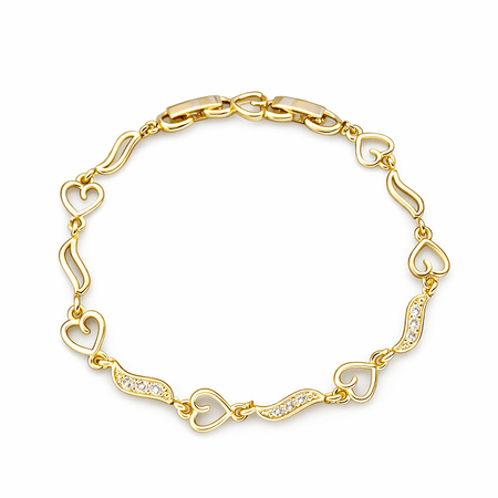 Amora Line – złota bransoletka z motywem serc i białymi kamieniami | Chloe DIAMOND