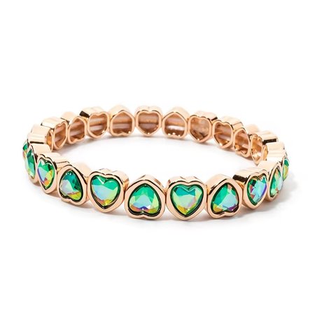 Emerald Heart – bransoletka damska ze stali pozłacanej 14K z zielonymi sercami | Chloe DIAMOND
