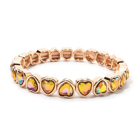 Golden Heart – bransoletka damska ze stali pozłacanej 14K z kryształkami górskimi w kształcie serca | Chloe DIAMOND