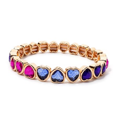 Amethyst Heart – bransoletka damska ze stali pozłacanej 14K z kryształkami górskimi różowo-fioletowymi | Chloe DIAMOND