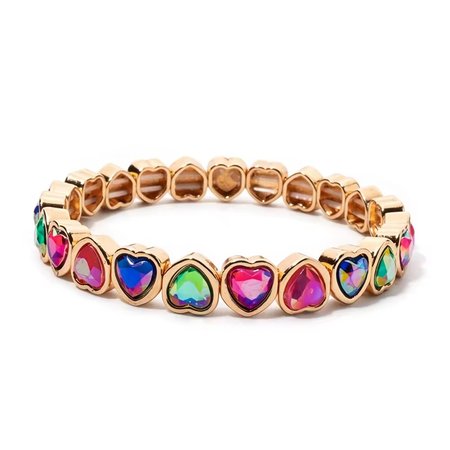 Aurora Heart – bransoletka damska ze stali pozłacanej 14K z kryształkami górskimi multicolor | Chloe DIAMOND