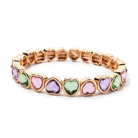 Pastel Heart – bransoletka damska ze stali pozłacanej 14K z kryształkami górskimi pastel multicolor | Chloe DIAMOND