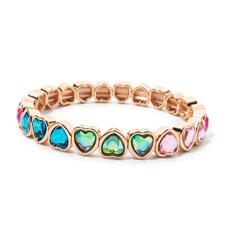Tropical Heart – bransoletka damska ze stali pozłacanej 14K z kryształkami górskimi multicolor | Chloe DIAMOND