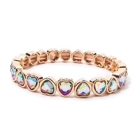 Crystal Heart – bransoletka damska ze stali pozłacanej 14K z opalizującymi kryształkami górskimi | Chloe DIAMOND