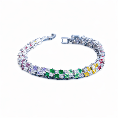 Spectrum – elegancka bransoletka z kolorowymi kamieniami w srebrnym kolorze | Chloe DIAMOND