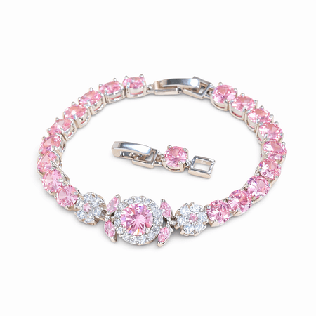 Blossom – elegancka srebrna bransoletka z różowymi i białymi kamieniami | Chloe DIAMOND