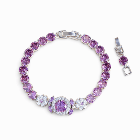 Blossom – elegancka srebrna bransoletka z fioletowymi i białymi kamieniami | Chloe DIAMOND
