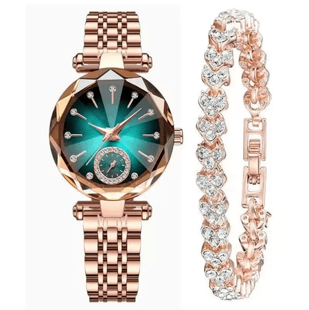 Aurelia Turquoise – damski zegarek analogowy z turkusową tarczą + bransoletka gratis | Chloe DIAMOND