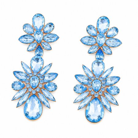 Azuria – długie kolczyki z niebieskimi kryształkami pozłacane 14K | Chloe DIAMOND