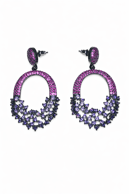 Violetis – efektowne kolczyki w czarnym kolorze z różowymi i fioletowymi kamieniami | Chloe DIAMOND