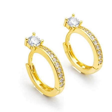 Classic Shine – kolczyki w kolorze złotym z białymi kamieniami | Chloe DIAMOND