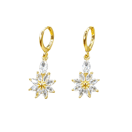 Golden Blossom – kolczyki w kolorze złotym z białymi kamieniami | Chloe DIAMOND