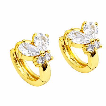 Florina Petite – kolczyki w kolorze złotym z białymi akcentami | Chloe DIAMOND