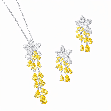 Aurelia – elegancki zestaw biżuterii z białymi i żółtymi kamieniami w srebrnym kolorze | Chloe DIAMOND
