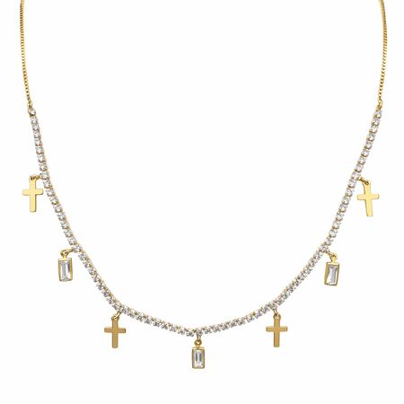 Celestia Cross Glow – naszyjnik damski z cyrkoniami i krzyżykami | Chloe DIAMOND