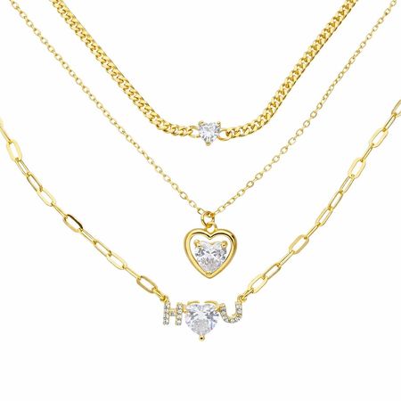 Amorelle Layered Set – komplet 3 naszyjników damskich z cyrkoniami | Chloe DIAMOND