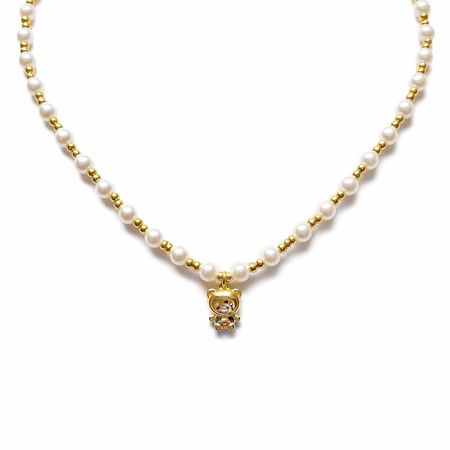 Teddyra Pearl Charm – naszyjnik damski z perełkami i zawieszką misia | Chloe DIAMOND