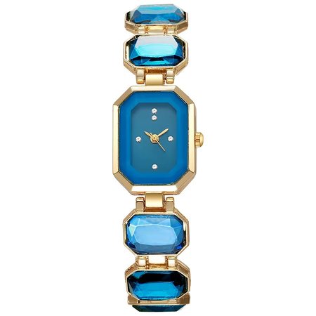 Lumiera Blue – damski zegarek złoty stalowy z niebieskimi kryształkami | Chloe DIAMOND