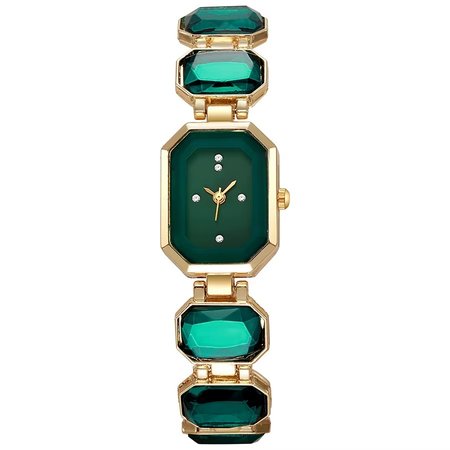 Lumiera Emerald – damski zegarek złoty stalowy z zielonymi kryształkami | Chloe DIAMOND